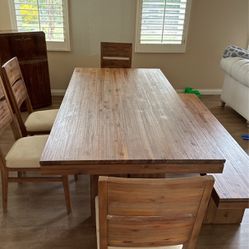 Macys Dining Room Table, 4 Chairs And Bench