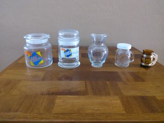 Glass Containers,Small Vase,Mini Ball Jar Salt Shaker & Mini Barrel Shot Drink Glass