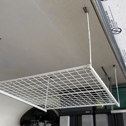 2 Heavy Duty Adjustable Ceiling Garage Storage Racks - 50”x48” Wire Grid Shelves