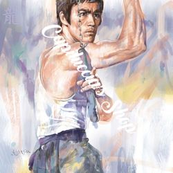 Bruce Lee artwork water color poster