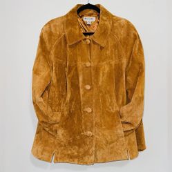 Camel Genuine Leather Suede Swing Coat/Jacket By Preston York Women