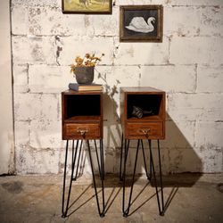 Vintage Apothecary Card Catalog Side Tables 