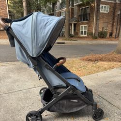 UPPAbaby Minu V3 + Aria Travel System (Blue) — Excellent Condition
