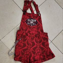 Hazbin Hotel Adult Womens Overall Shorts Size Small Manga Anime Red NWT
