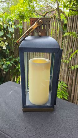Outdoor/Indoor Metal Lantern with Candle