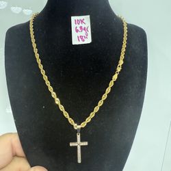 10K Yellow Gold Rope Chain and Pendant 6.3Gr 18 Inches Long 