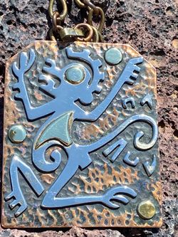 Vintage Casa Maya Mexico Mixed Metal Monkey Pendant Necklace – Mid-Century Modernist