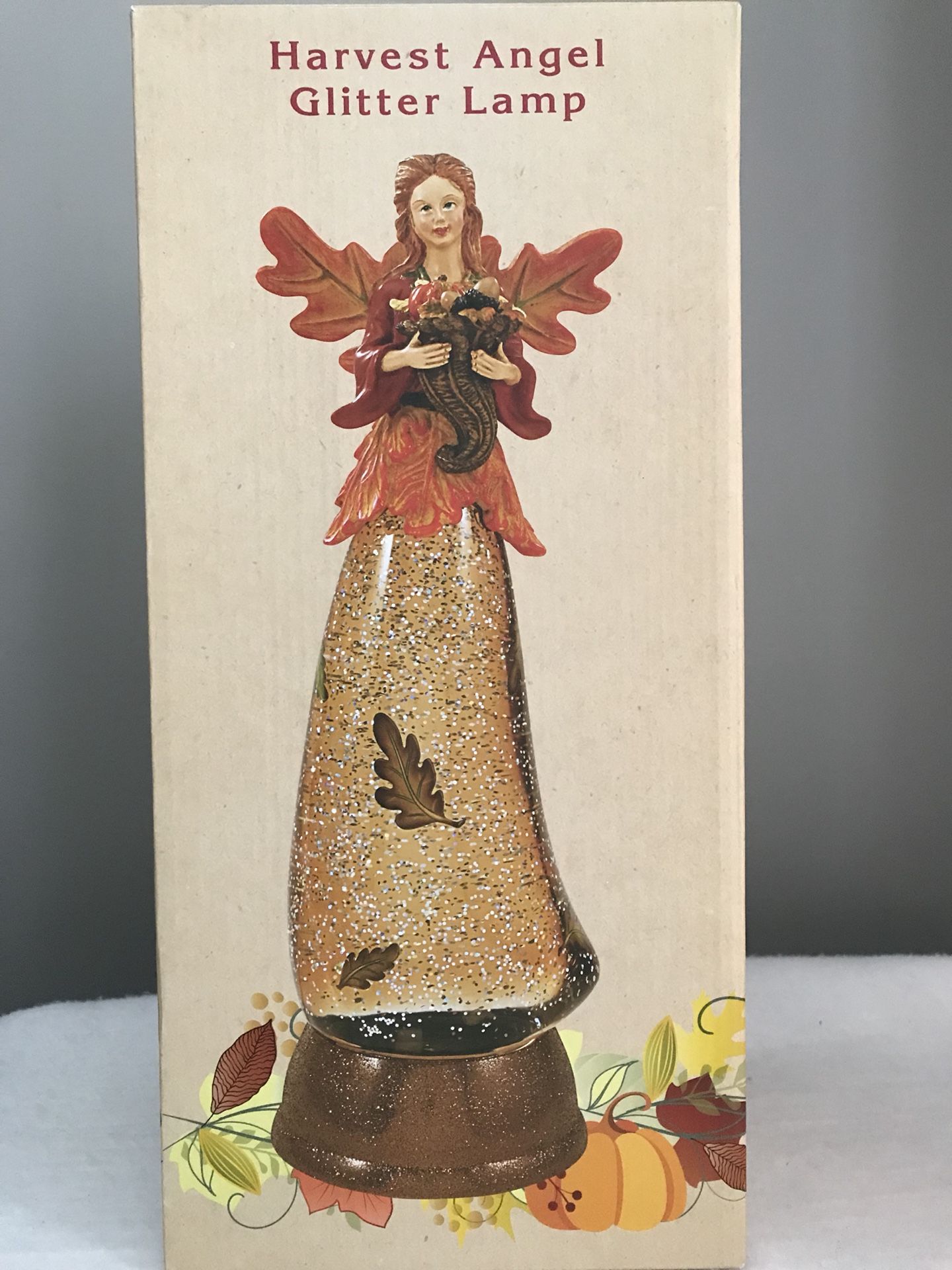Cracker Barrel Harvest Angel Glitter Lamp With Box