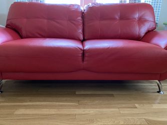 Red leather couch