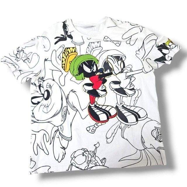 Vintage 90s Marvin Martian Space Jam Mens L Looney Tunes Basketball Embroidered