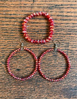 Red earrings and bracelet set