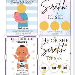 Gender Revel And Baby Shower Scratchers 