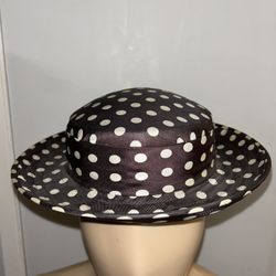 Vintage Madcaps Paris New York Brown White polka dots cotton Design bucket Hat