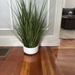 Faux Floor Plant w/ White Ceramic Base