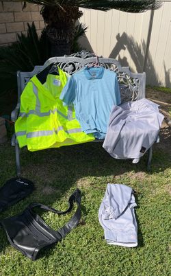 For Sale Security Jacket New! Blue Adidas Shirt , gray jersey also golf carrier golf bag , shoulder bag Black Leather!