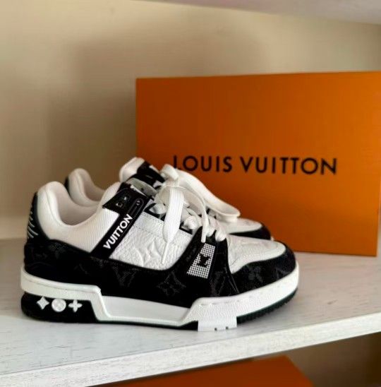 Louis Vuitton trainer with embossed print, low heel, canvas shoes, men's style