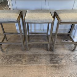 Wood And Fabric Bar Stools
