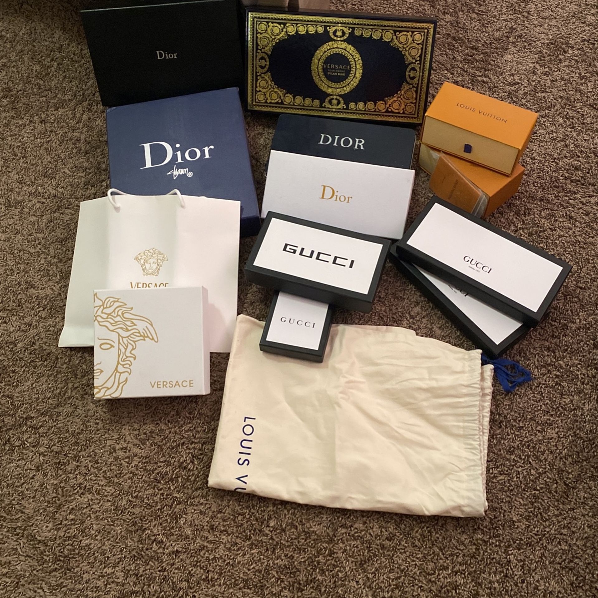 Gucci , Lv , Dior , Versace Boxes /bag