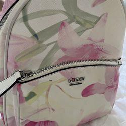 Guess Backpack Pink Flowers Beautiful 