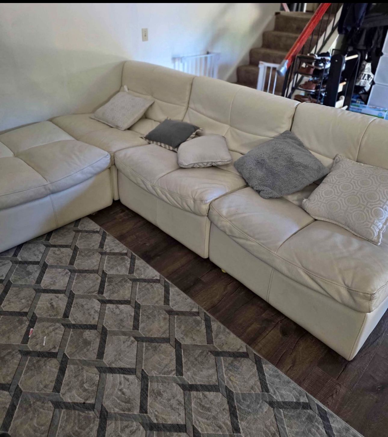 White Leather Sectional Couch