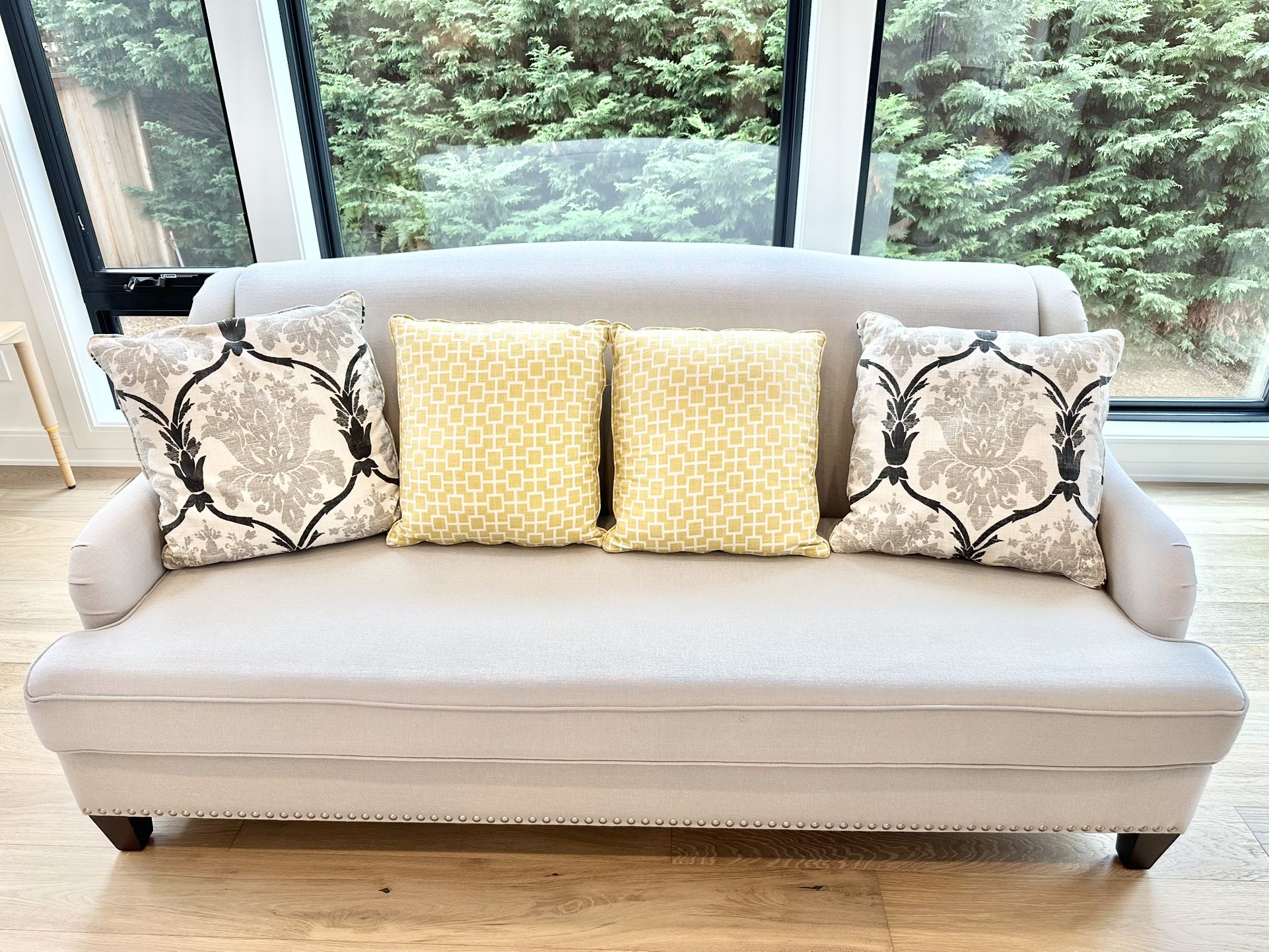 Designer-Customized Bassett Sofa – 81” Slope Arm, Like New