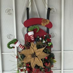 Christmas Wreath Decoration Elf On A Sled