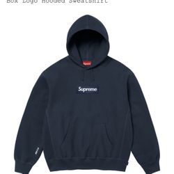 Supreme Navy Box Logo Hooded Sweatshirt (FW25) size 2XL