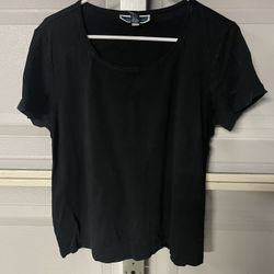 Karen Scott Cotton Black T-Shirt Large