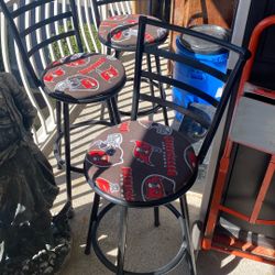 3 High Back Swivel Buccaneers Bar Stools