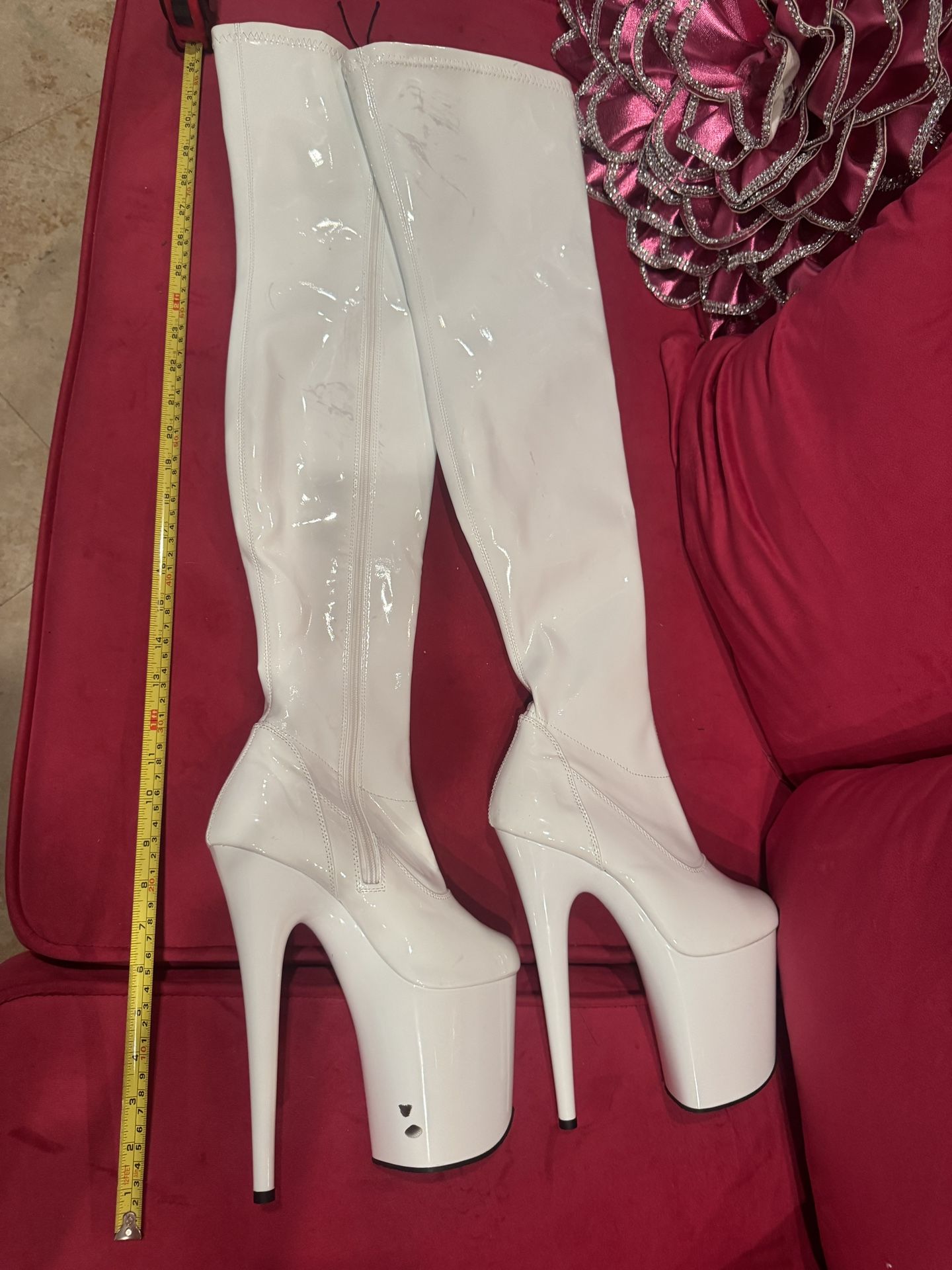 White Pleaser Thigh High Boots 