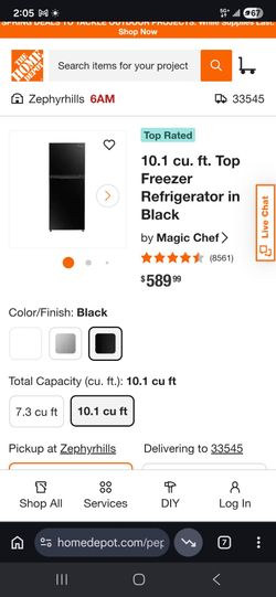 Refrigerator freezer magic chef $150