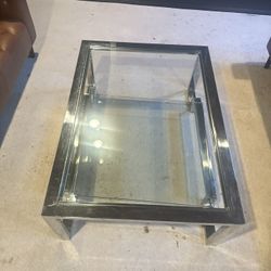 Modern Chrome & Glass Two-Tier Coffee Table 