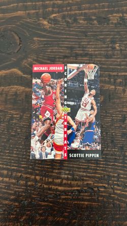 1992–93 Upper Deck “Scoring Threats” #62 featuring Michael Jordan and Scottie Pippen.