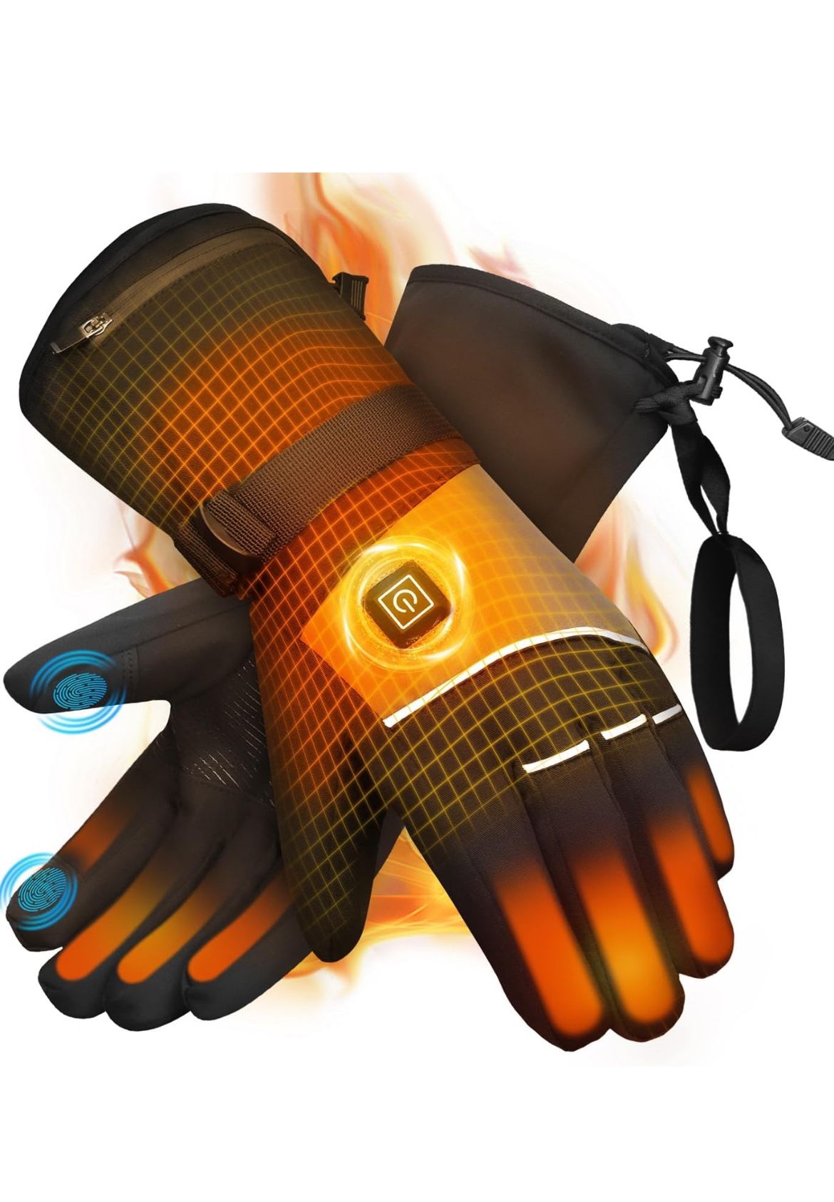 Heated Gloves for Men Women Rechargeable Electric Heating Gloves with Hand Warmers Winter Gloves Thermal Waterproof Touch Screen Warming for Cold Weat