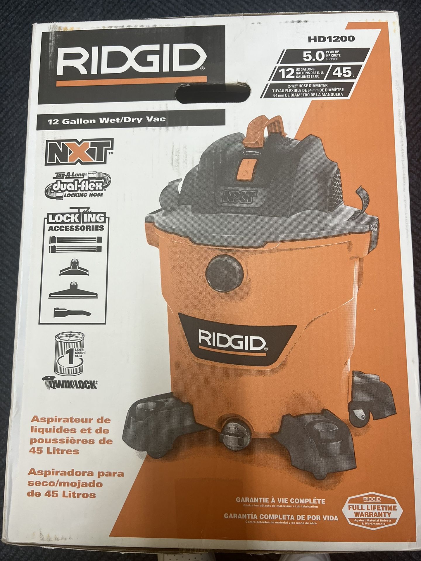 Rigid 12 Gallon Wet/Dry Vacuum 