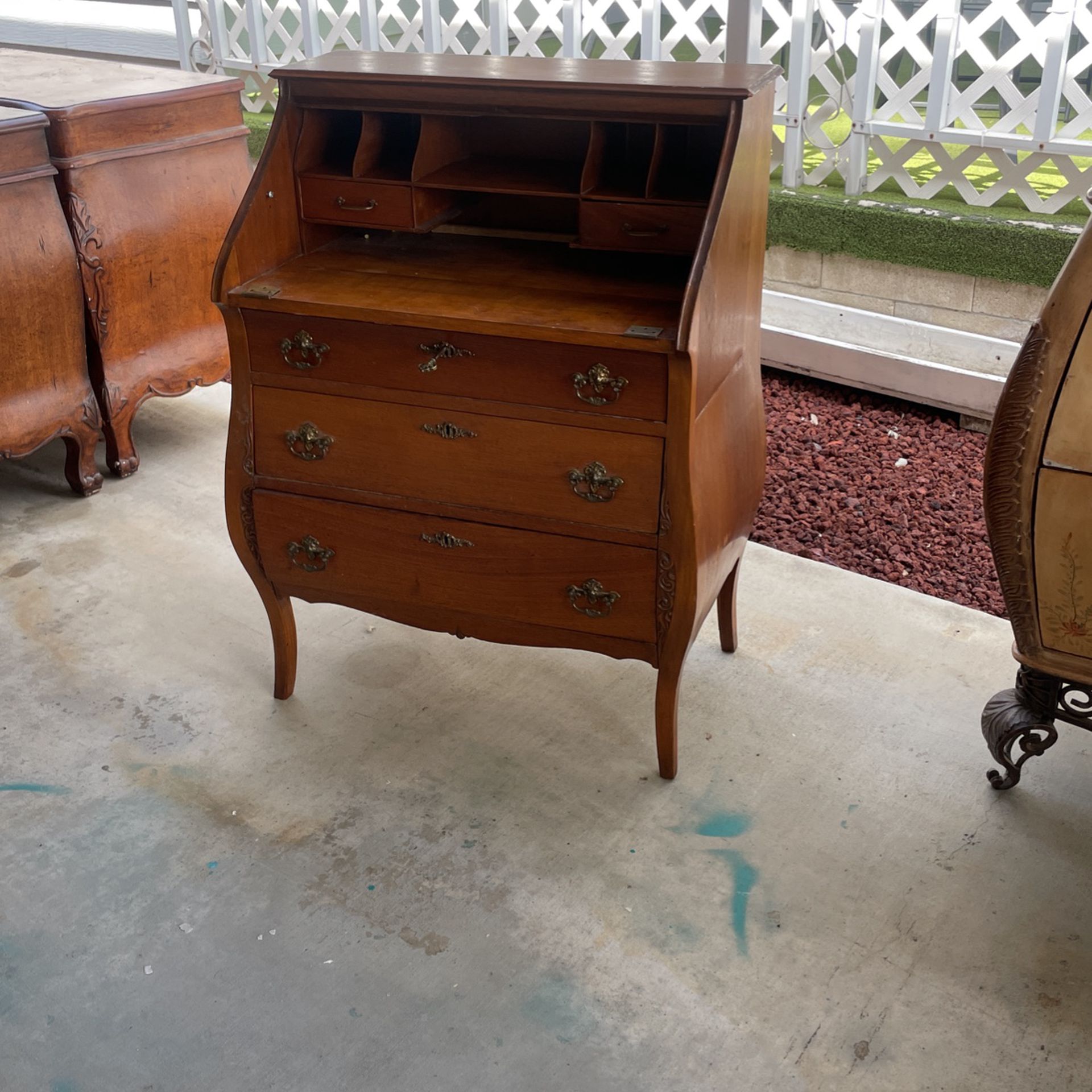 Vintage Secretary Desk Solid Wood Retro
