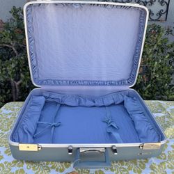Mid Century Hard Case Blue Suitcase 