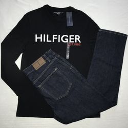 MENS TOMMY HILFIGER SHIRT & JEANS 34/30. (make a offer)