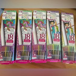 5 Giant Doodle Coloring Roll 18 Feet of Coloring with 16 Crayons-NEW UNICORN