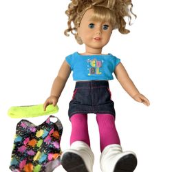 American Girl Totally 80s Doll Courtney Moore 18” Retro Blonde Curly Hair Accessories + Outfit