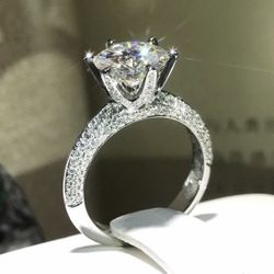 2ct princess cut moissanit Diamond 14k white gold filled engagement ring (size 7)