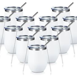 NEW 12 pack - 12oz Stainless Steel Wine Tumblers