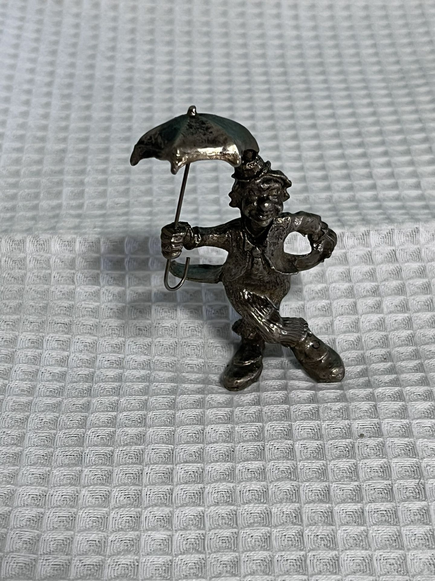 Pewter/bronze Clown With And Umbrella Statue/figurine  
