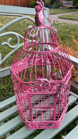Decorative Pink Metal Birdcage.  Read description 1st