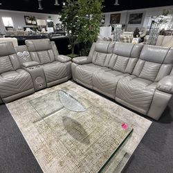2 Pc Sofa And Loveseat Power Recliner With Speakers And Led Light 