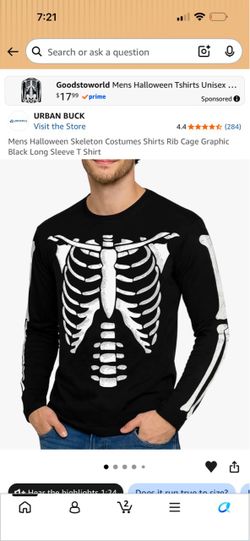 Men's Skeleton Rib Cage Long Sleeve T-Shirt