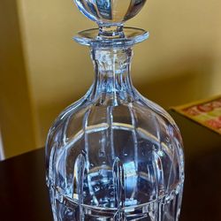 Vintage Towle, Lead Crystal (24%), Whiskey Decanter & Stopper, 10” Tall, Made in Poland