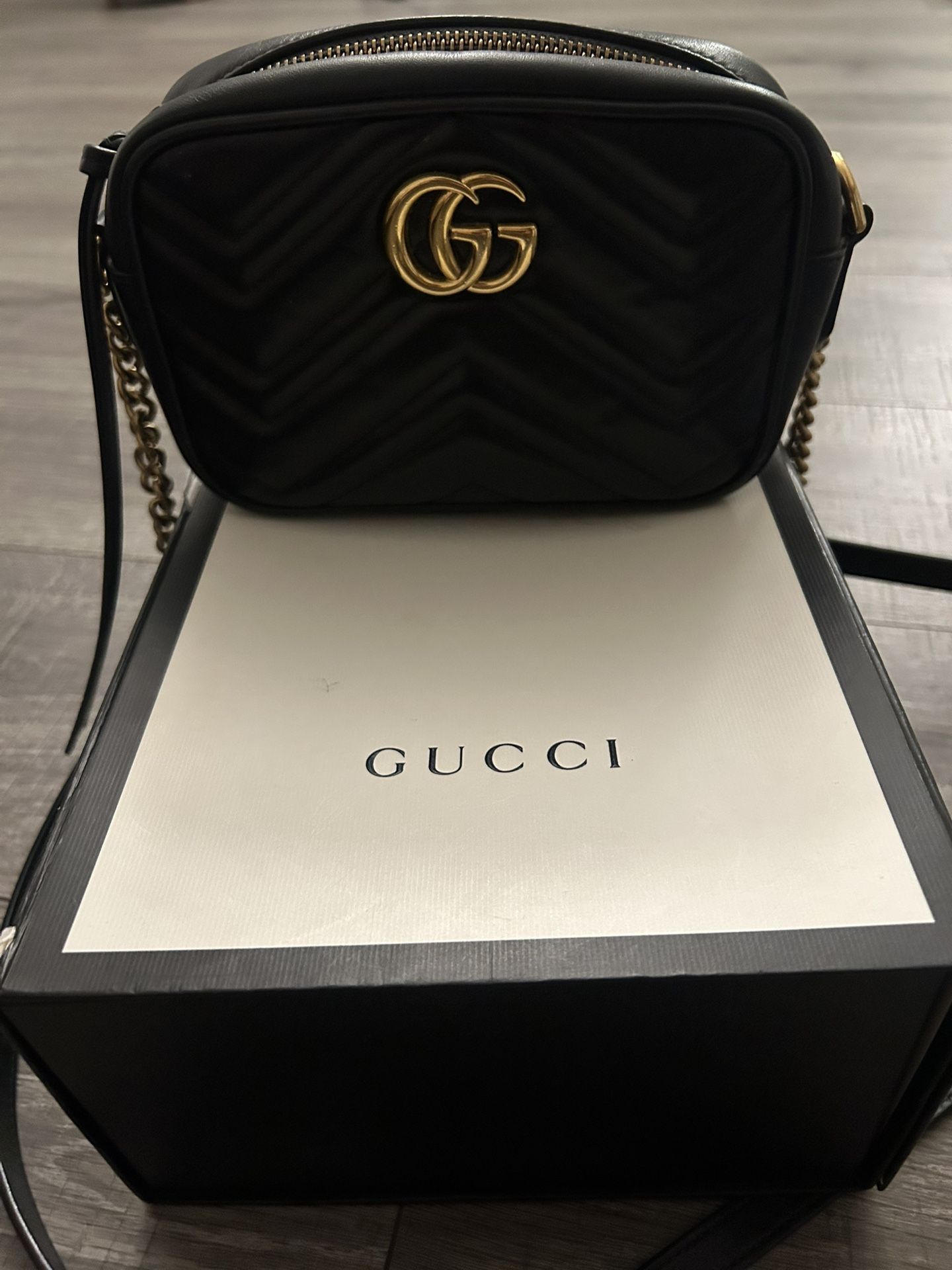 Real Gucci Small Black GG Marmont Bag