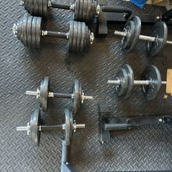 Sets Of 25-50 Pound Adjustable Dumbells