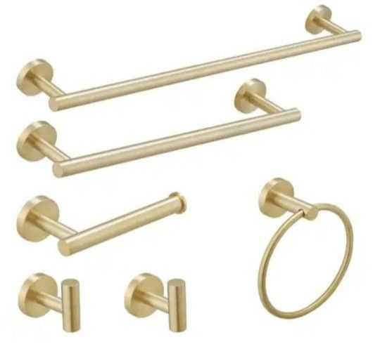 BWE 6-Piece Towel Bar Set In Brushed Gold